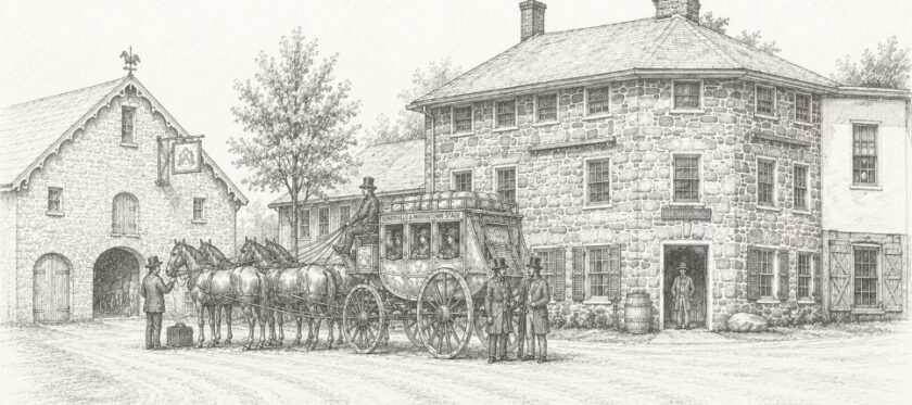 BV Stagecoach at Bernardsville Hotel AI Rendering Mr Local History
