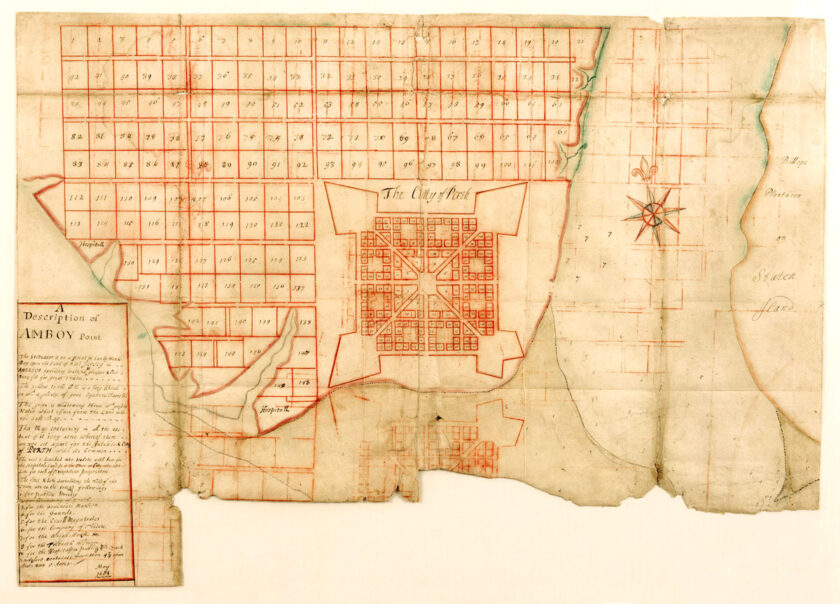 1684 Map Description of Amboy Point Perth Amboy