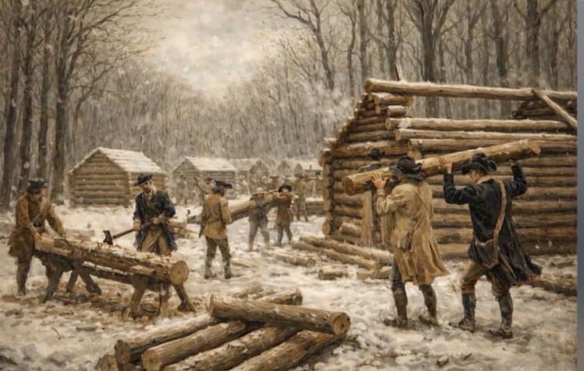 Jockey Hollow Hut Construction 1779