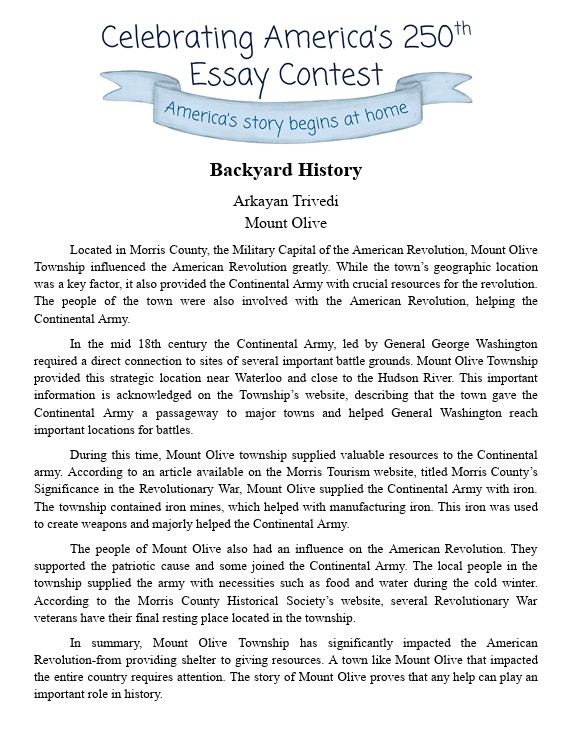 Tom Kean America 250 Essay 4