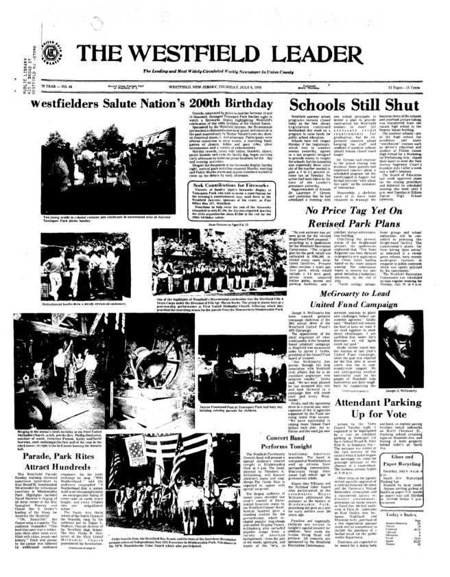Westfield Leader July 4 Cover 1976