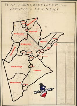 1766 Morgan–Hills Map of Somerset County 1766 highlighted sm