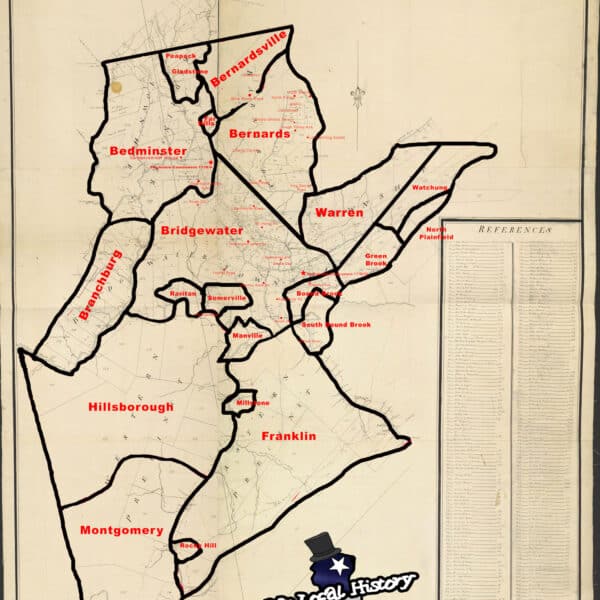 1766 Morgan–Hills Map of Somerset County 1766 highlighted sm