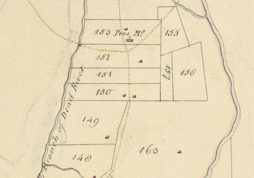 1766 Morgan–Hills Map of Somerset County Basking Ridge Downtowm