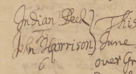 Indian Deed John Harrison left opening