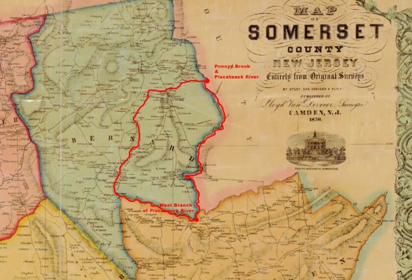 Map 1850 Somerset County Harrison Purchase 1717