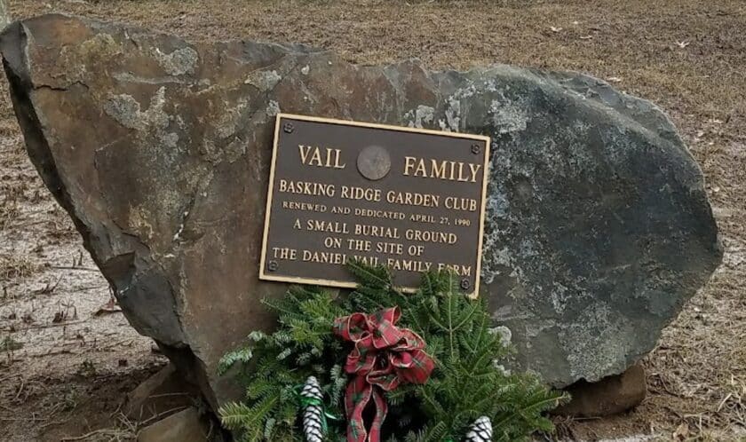 Vail Cemetary Rock and Marker Lyons Section of Bernards Township Mr Local History