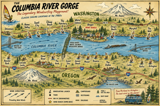 Windsurfing On the Columbia River Gorge in the 80s