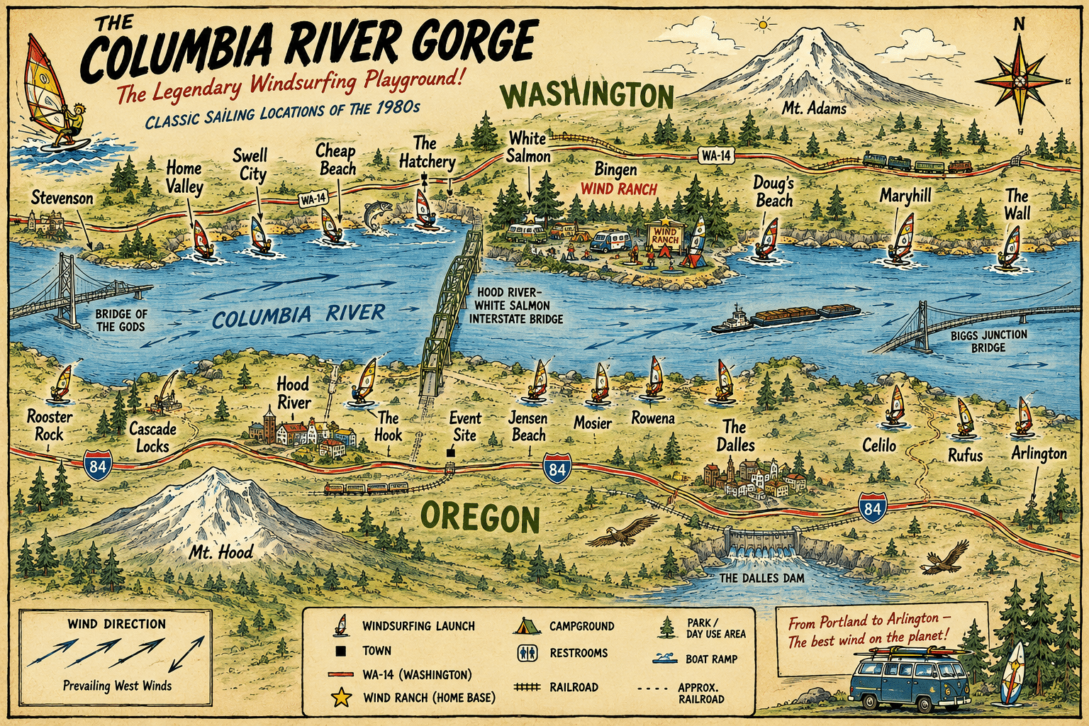 Windsurfing On the Columbia River Gorge in the 80s